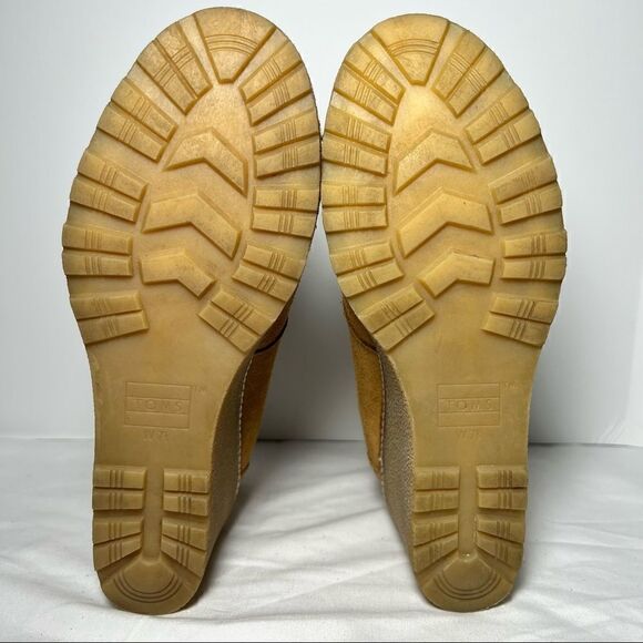 TOMS Desert Wedge Shearling Suede Heels in Wheat 7.5 - Picture 7 of 10